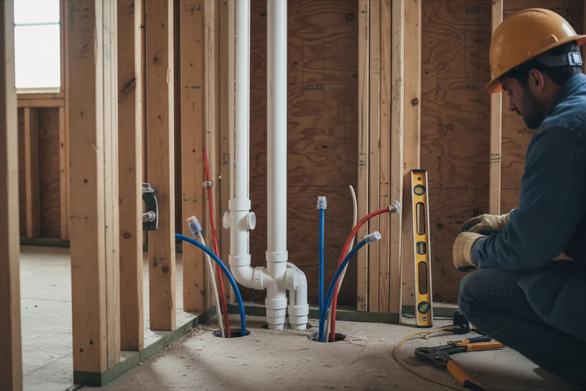 Drain and supply rough-in during Sump Pump Repair in West Pittsburg