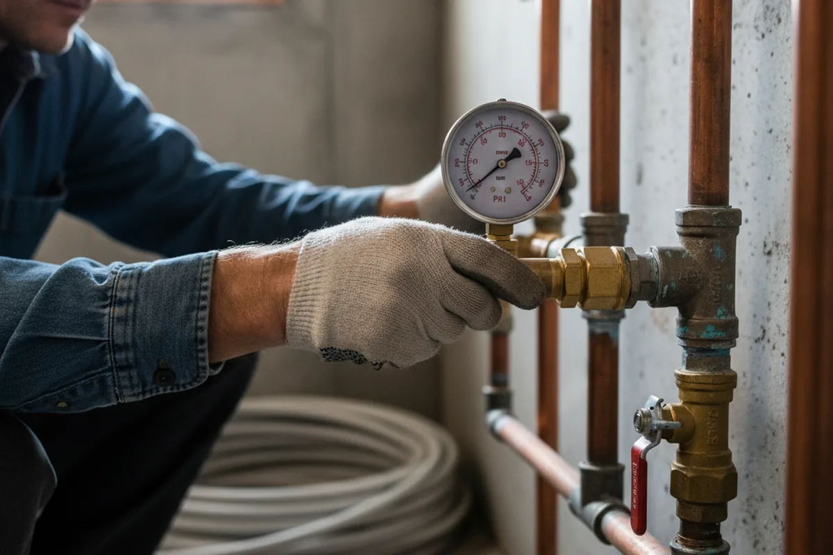 Pressure testing a repaired line during Water Line Repair in West Pittsburg